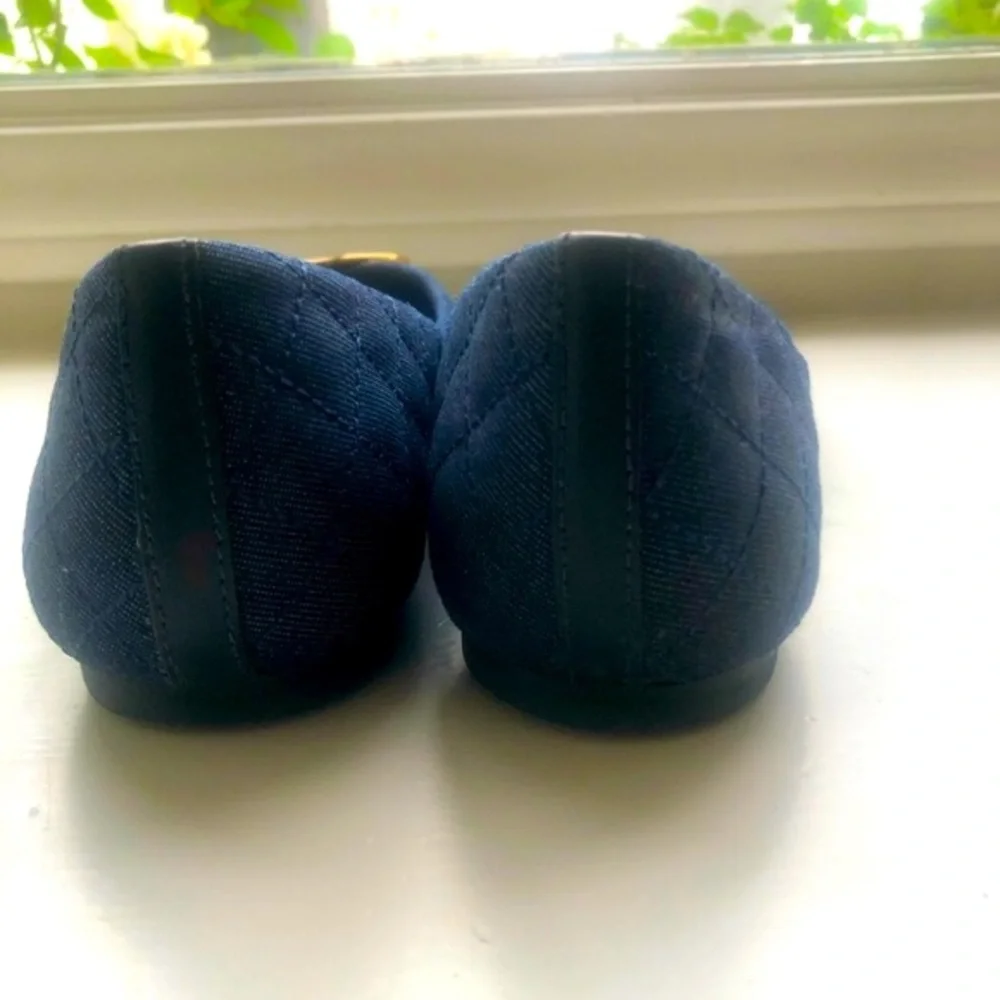 Tory Burch Blue Tight Suede Travel Ballet Flats. EUC. - Picture 4 of 5